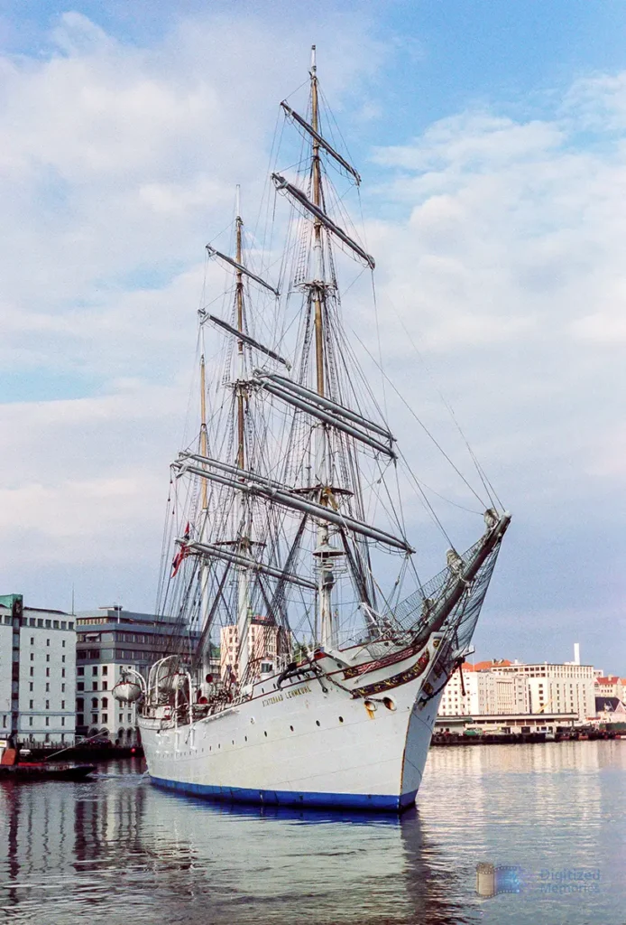 Photo of Statsraad Lehmkuhl, a three-masted barque rigged sail training vessel