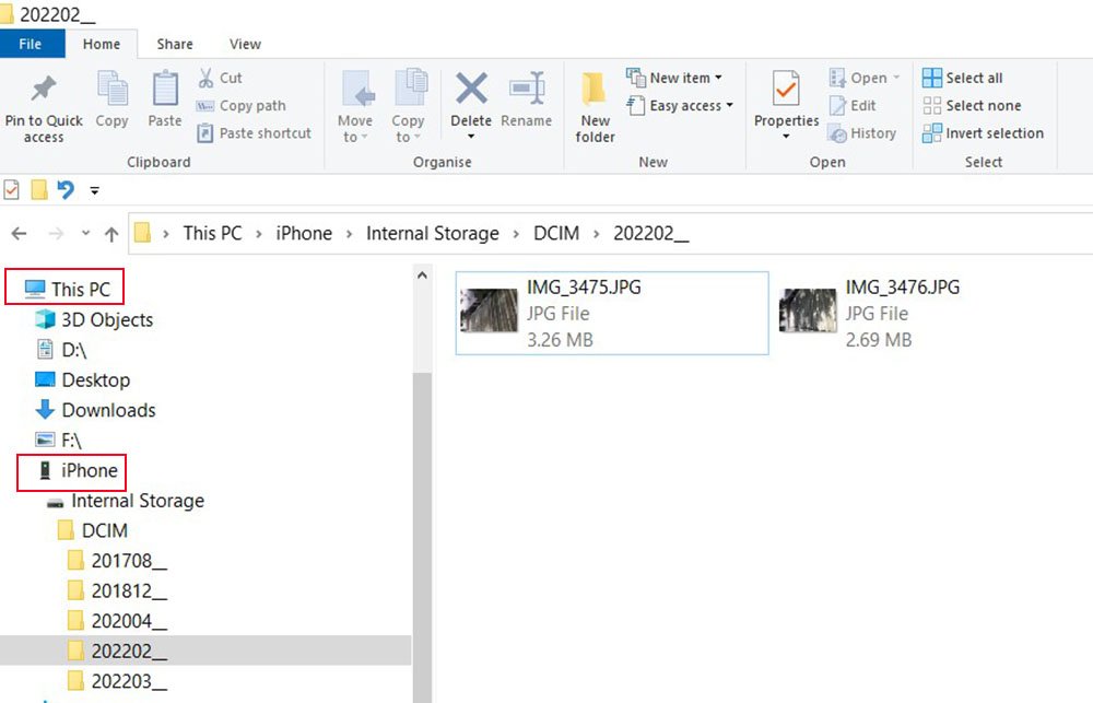 Screenshot: File Explorer